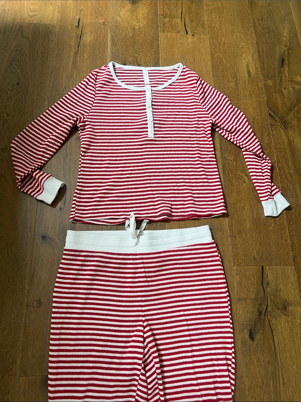 Auden Red & White Striped Women's Two-Piece Pajama Set Size L NEW !!!! - Picture 3 of 6